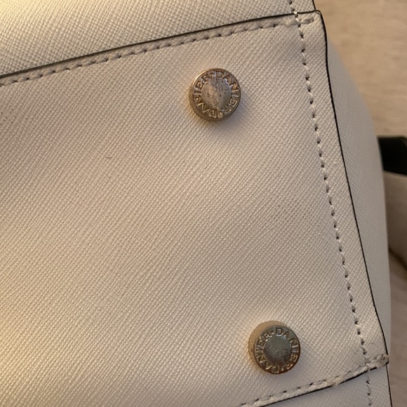 Danier Saffiano Leather Trapeze Style Black and White Handbag - Picture 7 of 13